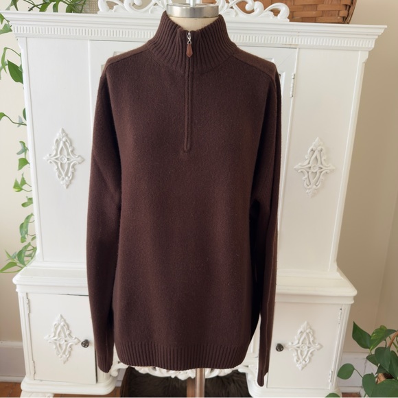 Vintage Made in Italy Brown Cashmere 1/4 Zip - Picture 1 of 9